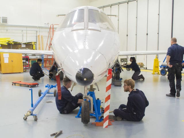 Engineering students working on an EASA course
