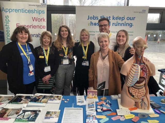 Karin Smyth MP with the NHS apprenticeships team at the 2019 fair