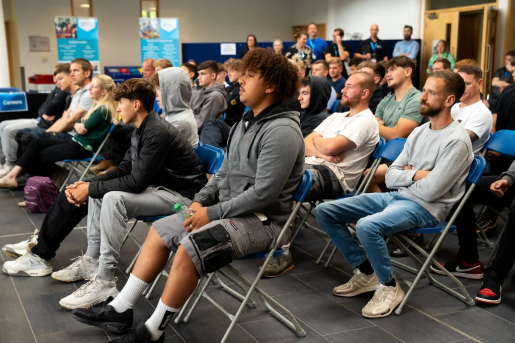 students attending a talk