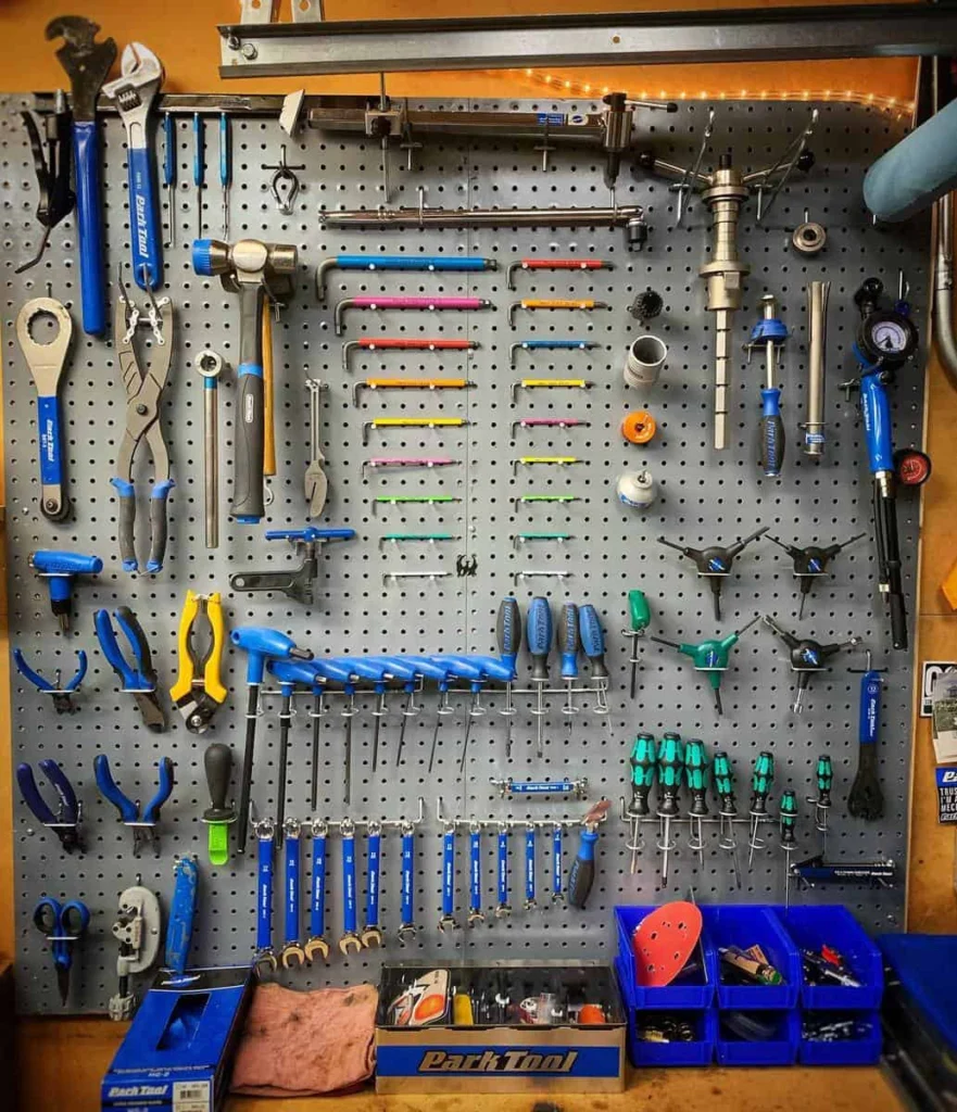 Engineering tools on a wall