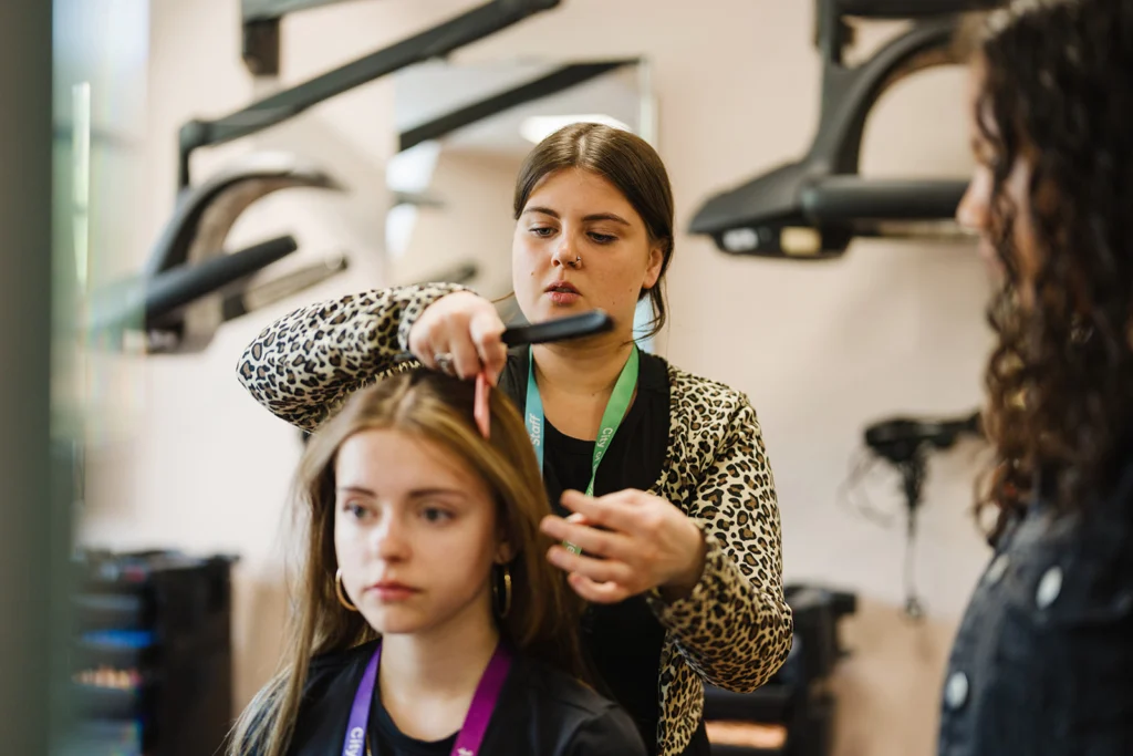 A Hair and Beauty student at the Salon in South Bristol Skills Academy.