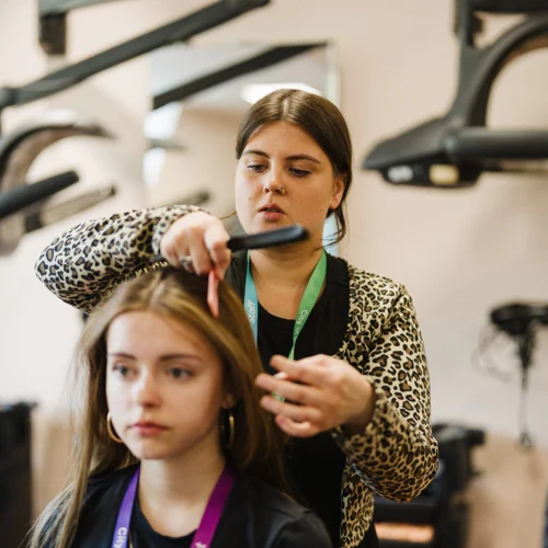 A Hair and Beauty student at the Salon in South Bristol Skills Academy.