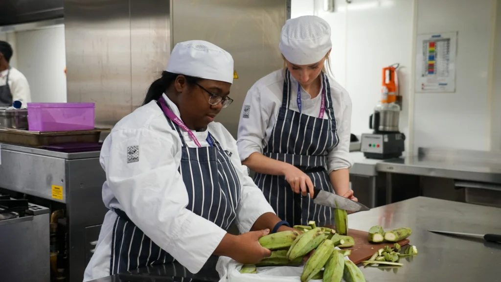 Catering and Hospitality Students pictured in the kitchen at the College Green Centre.