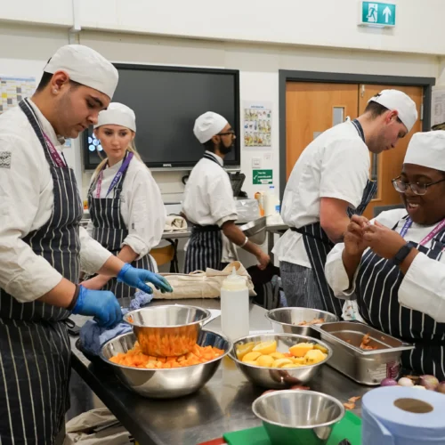 Catering and Hospitality Students pictured in the kitchen at the College Green Centre.