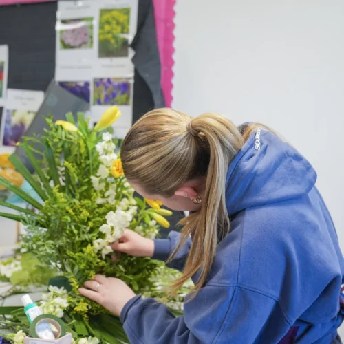 A Floristry student at work.