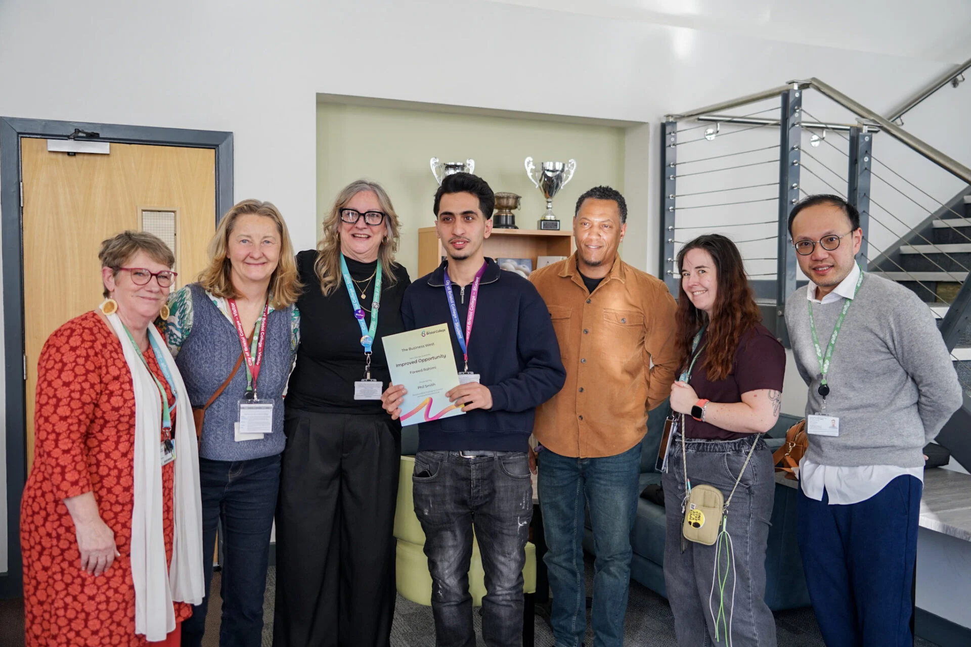 City of Bristol College students honoured with Business West John Savage Award for ‘Improved Opportunity’.