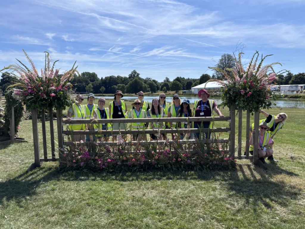 Floristry students pictured at the Badminton Flower Show.