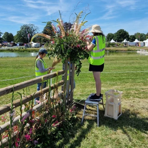Floristry students pictured at the Badminton Flower Show.