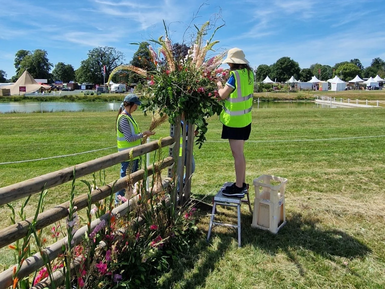 Floristry students pictured at the Badminton Flower Show.