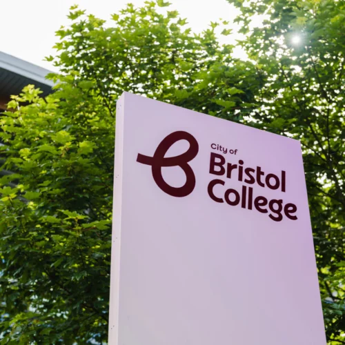 City of Bristol College sign outside SBSA campus.