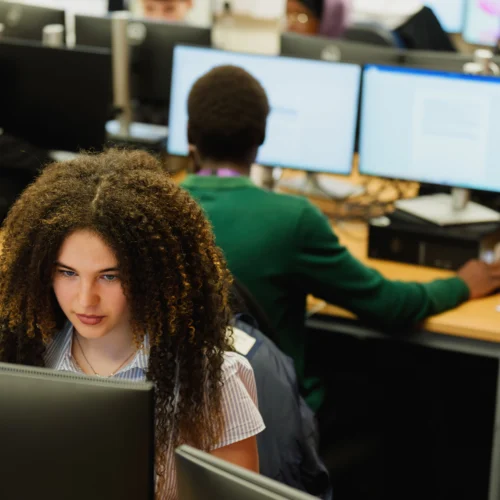 student on a computer