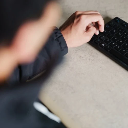 student using computer