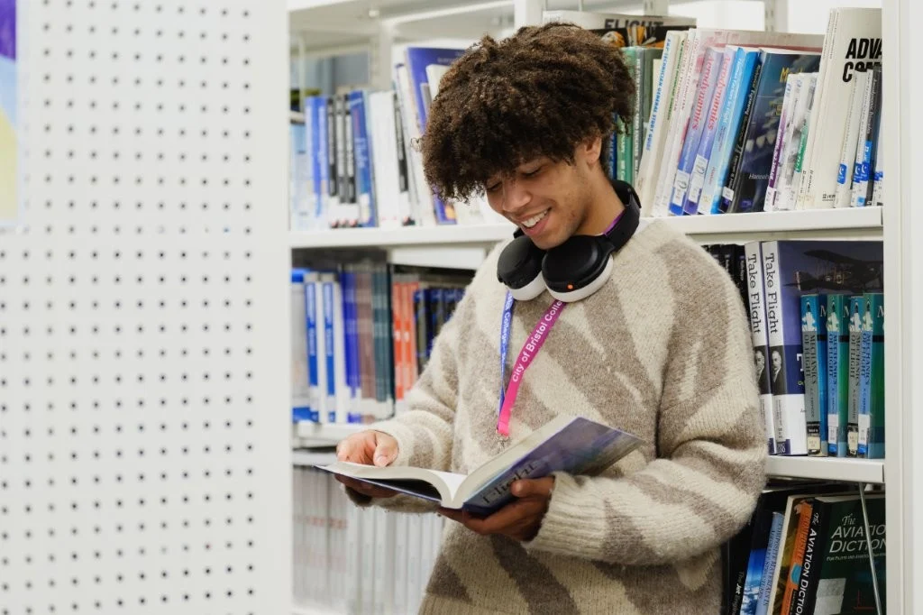 student reading