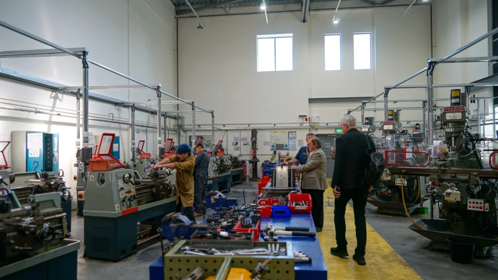 Image shows Clifton Rocks Railway Trust trustees visiting the Advanced Engineering Centre.