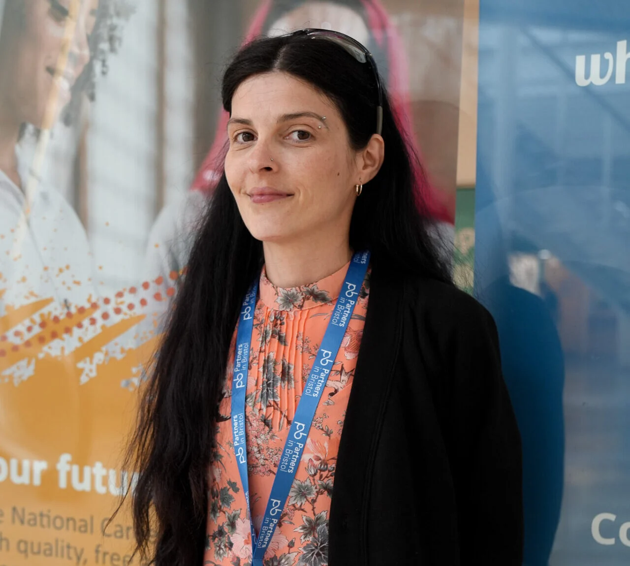 Image shows Sarah, a Partners in Bristol learner turned IT Tutor pictured outside of Partner in Bristol's 'Launchpad' in The Galleries, Bristol.