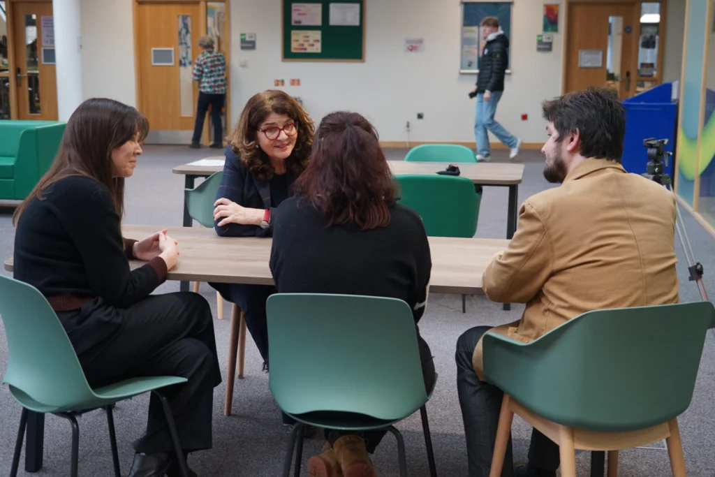 Business Administration apprentice, Charlotte Hennessy, pictured talking.