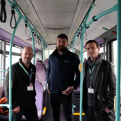 An articulated bus that Bristol Airport donated to the Parkway Centre.