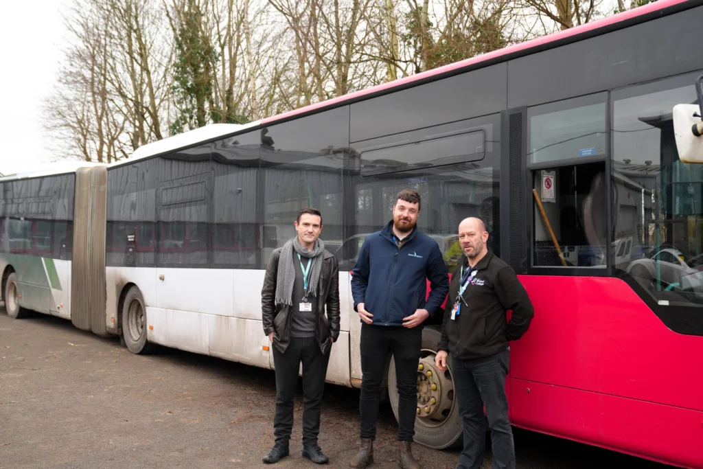 An articulated bus that Bristol Airport donated to the Parkway Centre.