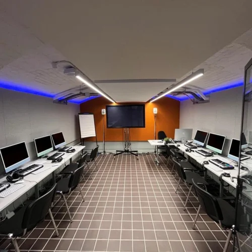 Room in a music production facility.