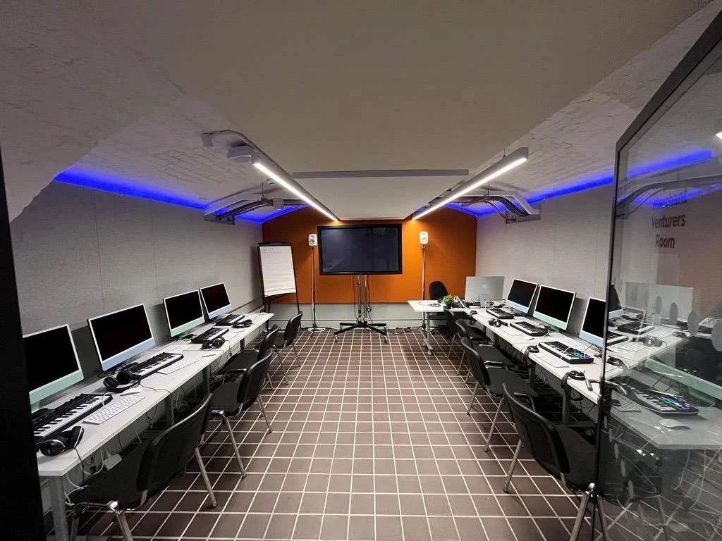 Room in a music production facility.