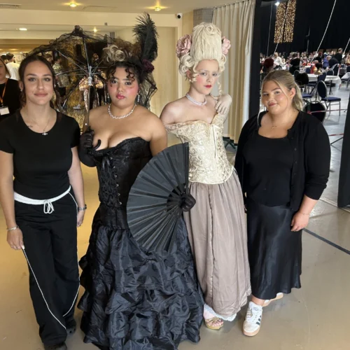 Students model creative work from Make up and Hair students at regional competition.