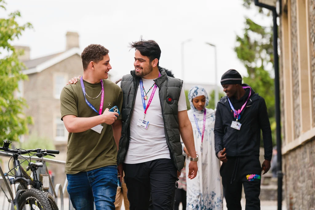 students talking