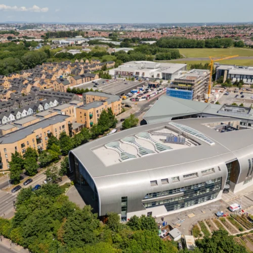 Aerial shot of the SBSA campus