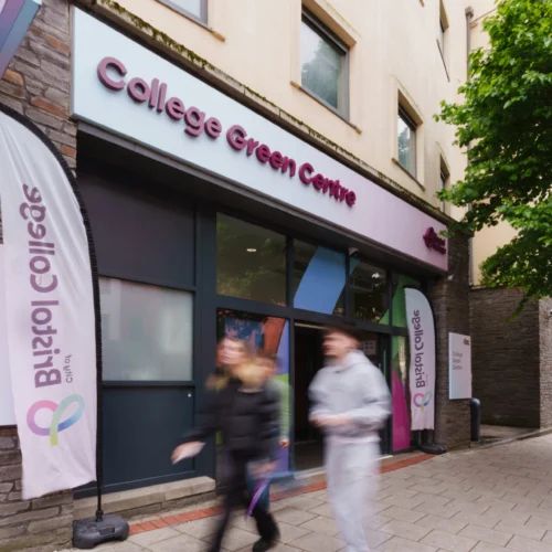 The entrance of City of Bristol College's College Green Centre.